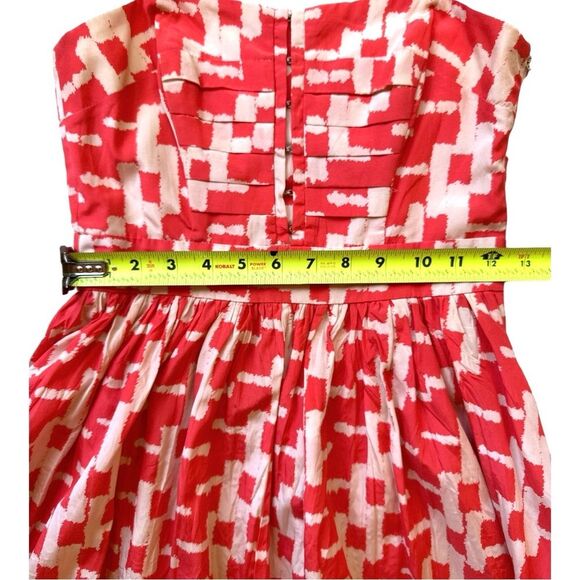 French Connection Coral & White Sleeveless Silk Blend Summer Sun Dress Size 0 - Picture 9 of 10